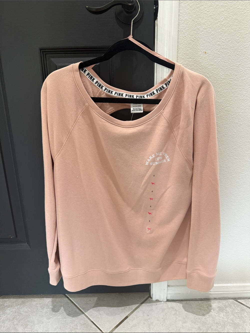 New Victorias  Secret PINK "Wake Me Up When It's Summer" Cut-Out Back Sweatshirt